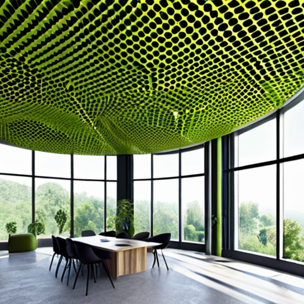 Biomimetic Architecture**
"A modern, sustainable building inspired by nature, featuring a facade with textures and patterns mimicking natural structures like honeycomb or plant leaves. The building is surrounded by lush greenery and integrates seamlessly with the landscape. Natural light floods the interior through innovative window designs. Fully clothed people are seen interacting within the space. Safe for work, appropriate content, professional architecture rendering, perfect anatomy, correct proportions, natural pose, family-friendly, high quality, professional."
**