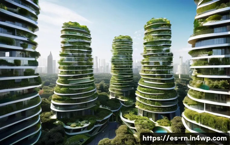 생체모방 혁신의 사회적 실천 사례 - **Prompt 1: Futuristic Biomimetic Eco-Cityscape**
    "A stunning, wide-angle aerial shot of a futur...