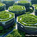Home 21 자연에서 배우는 생체모방 디자인 원리 - A futuristic sustainable cityscape inspired by biomimicry, featuring organic architectural forms res...