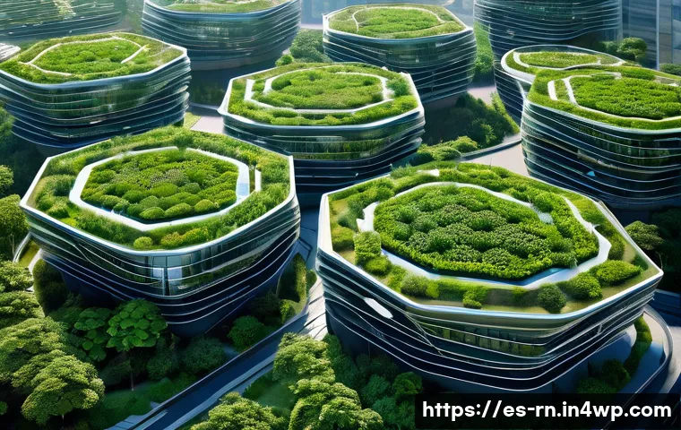 자연에서 배우는 생체모방 디자인 원리 - A futuristic sustainable cityscape inspired by biomimicry, featuring organic architectural forms res...