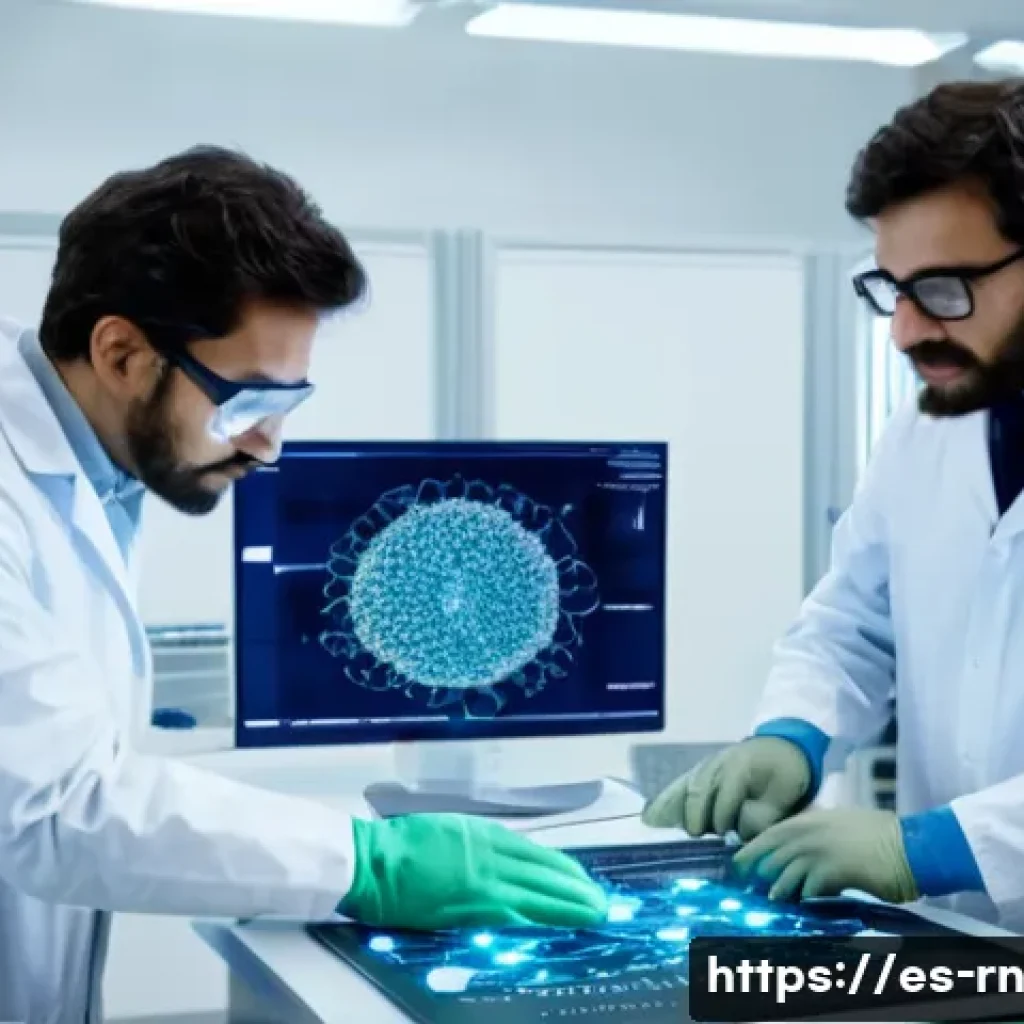 생체모방 기술의 생태계 구축 방안 - A dynamic scene inside a modern Spanish university laboratory where diverse researchers and industri...
