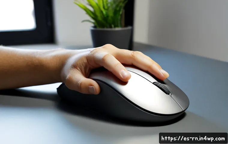 Home 17 생체모방 혁신을 통한 사용자 경험 개선 - Photorealistic close-up of a Spanish industrial designer testing an ergonomic computer mouse inspire...